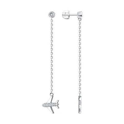 Серьги из серебра с фианитами из серебро