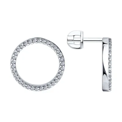 Серьги из серебра с фианитами из серебро