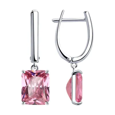 Серьги из серебра с фианитами из серебро