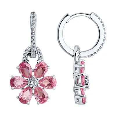 Серьги из серебра с фианитами из серебро