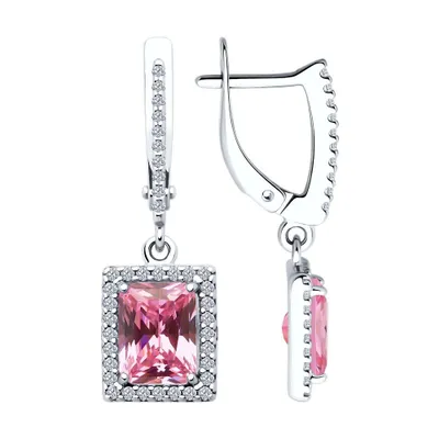 Серьги из серебра с фианитами из серебро