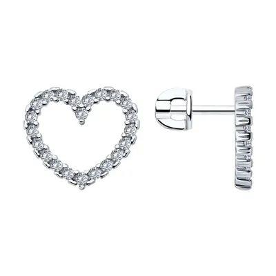 Серьги из серебра с фианитами из серебро