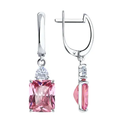 Серьги из серебра с фианитами из серебро