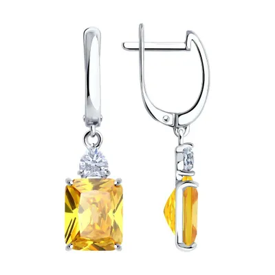 Серьги из серебра с фианитами из серебро