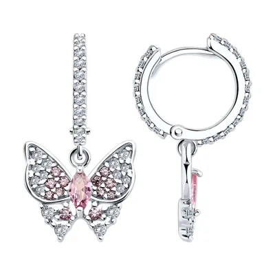 Серьги из серебра с фианитами из серебро