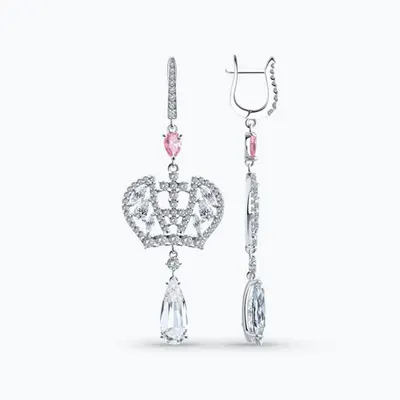 Серьги из серебра с фианитами из серебро