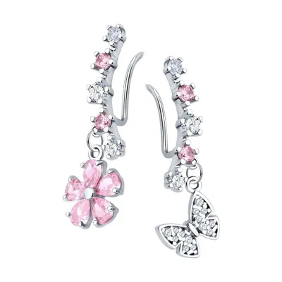 Серьги из серебра с фианитами из серебро