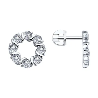 Серьги из серебра с фианитами из серебро