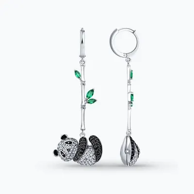 Серьги из серебра с фианитами и эмалью из серебро