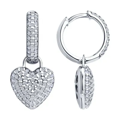 Серьги из серебра с фианитами из серебро