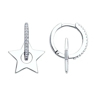 Серьги из серебра с фианитами из серебро