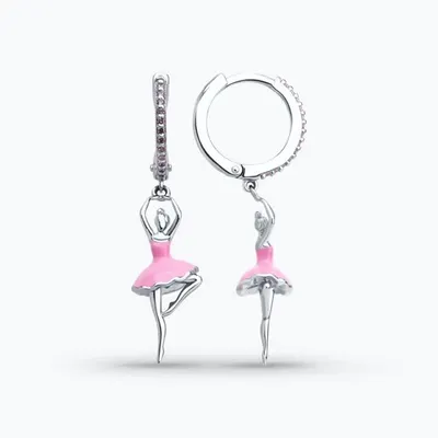 Серьги из серебра с фианитами и эмалью из серебро