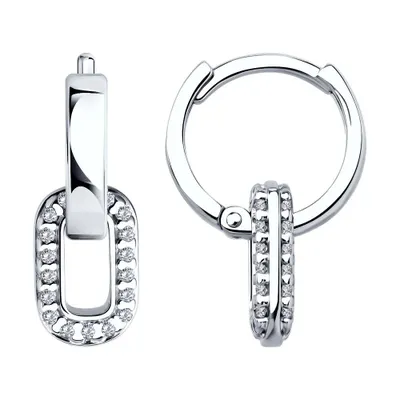 Серьги из серебра с фианитами из серебро