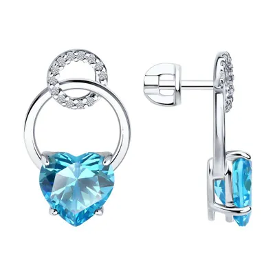 Серьги из серебра с фианитами из серебро