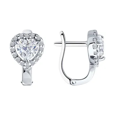 Серьги из серебра с фианитами из серебро