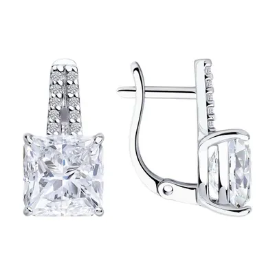 Серьги из серебра с фианитами из серебро