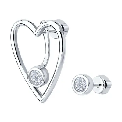 Серьги из серебра с фианитами из серебро