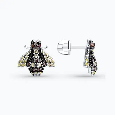 Серьги из серебра с фианитами из серебро