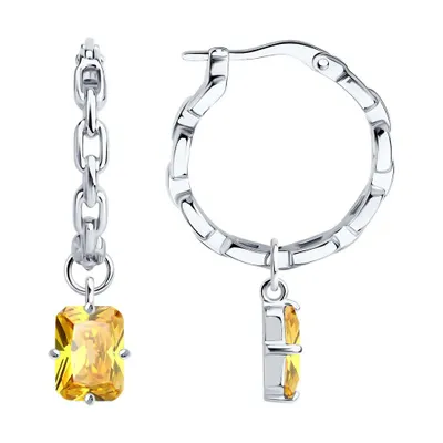 Серьги из серебра с фианитами из серебро