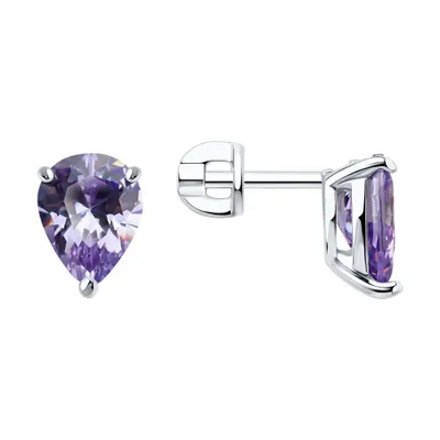 Серьги из серебра с фианитами из серебро