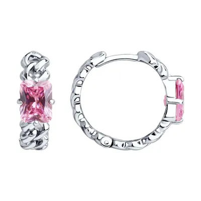 Серьги из серебра с фианитами из серебро