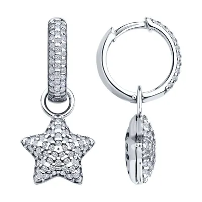 Серьги из серебра с фианитами из серебро