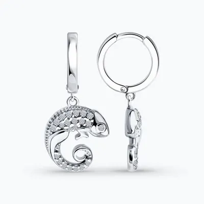 Серьги из серебра с фианитами из серебро
