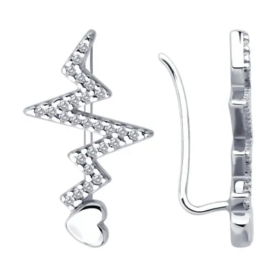 Серьги из серебра с фианитами из серебро