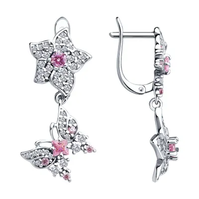 Серьги из серебра с фианитами из серебро