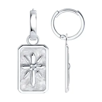 Серьги из серебра с фианитами и эмалью из серебро