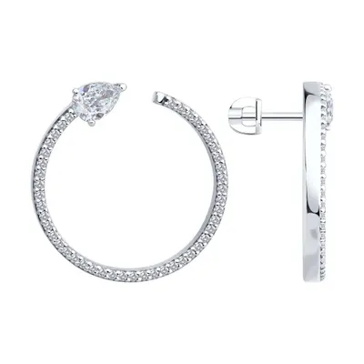 Серьги из серебра с фианитами из серебро