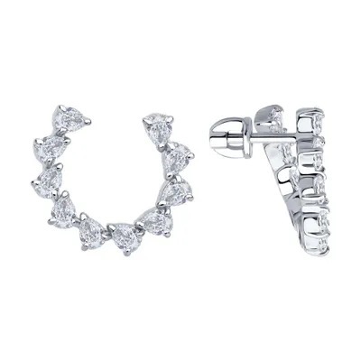 Серьги из серебра с фианитами из серебро