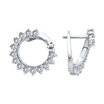 Серьги из серебра с фианитами из серебро