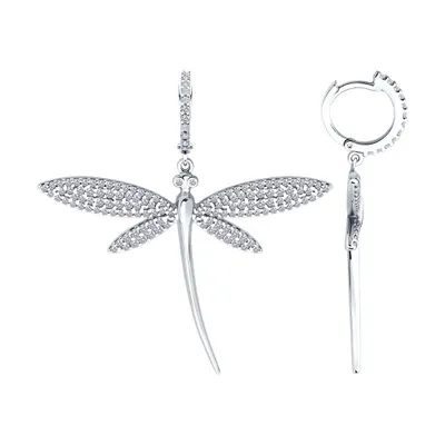 Серьги из серебра с фианитами из серебро