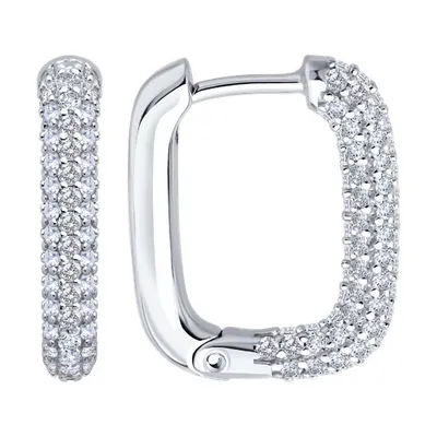 Серьги из серебра с фианитами из серебро