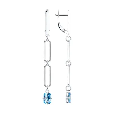 Серьги из серебра с фианитами из серебро