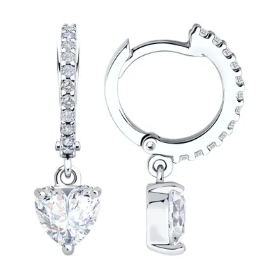 Серьги из серебра с фианитами из серебро