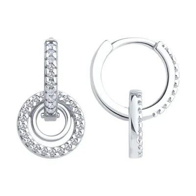 Серьги из серебра с фианитами из серебро