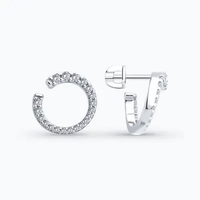 Серьги из серебра с фианитами из серебро