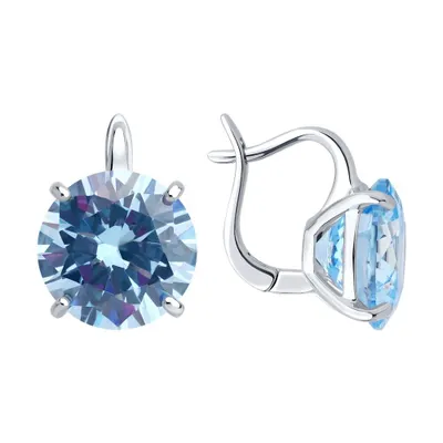 Серьги из серебра с фианитами из серебро