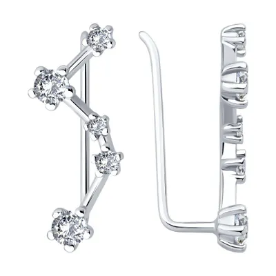 Серьги из серебра с фианитами из серебро