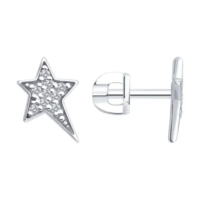 Серьги из серебра с фианитами из серебро