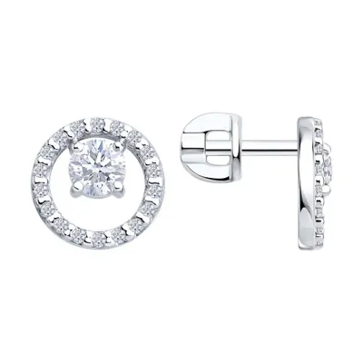 Серьги из серебра с фианитами из серебро