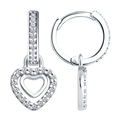 Серьги из серебра с фианитами из серебро