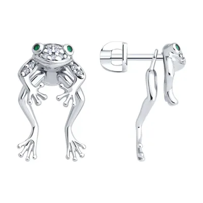 Серьги из серебра с фианитами из серебро