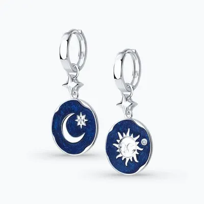 Серьги из серебра с фианитами и эмалью из серебро