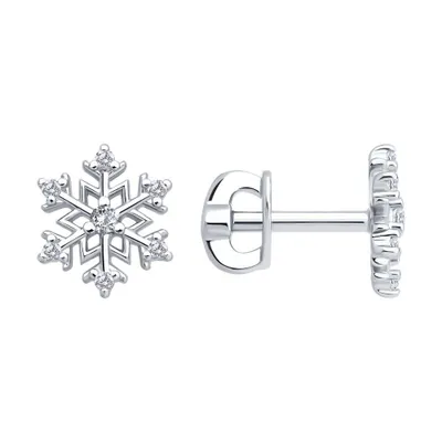 Серьги из серебра с фианитами из серебро