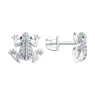 Серьги из серебра с фианитами из серебро