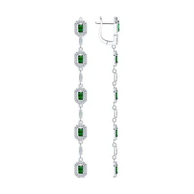 Серьги из серебра с фианитами из серебро