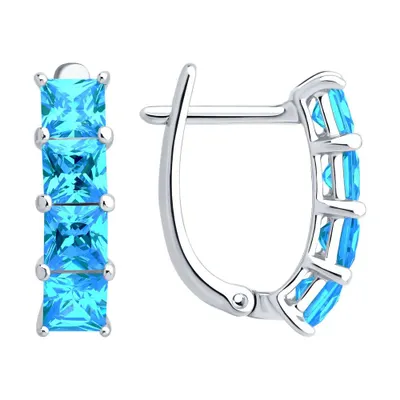 Серьги из серебра с фианитами из серебро